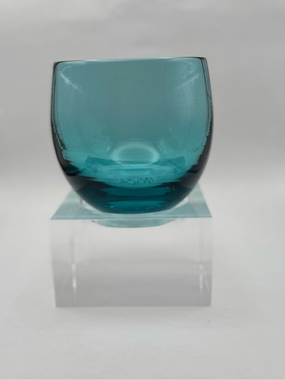 Glassybaby Drinker happy hour Teal hand blown glass